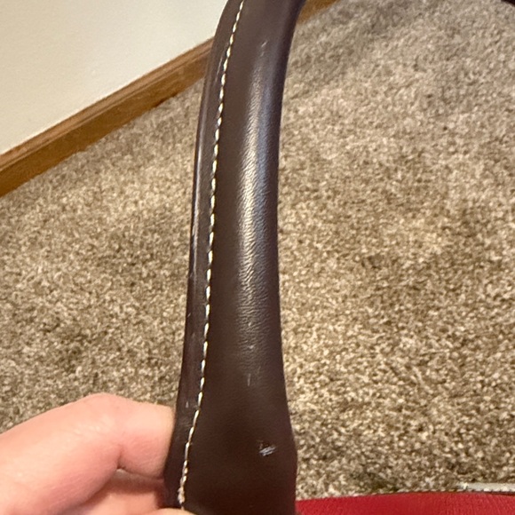 Chaps Red Tote with Brown Trim and Dual Handles - Picture 11 of 11